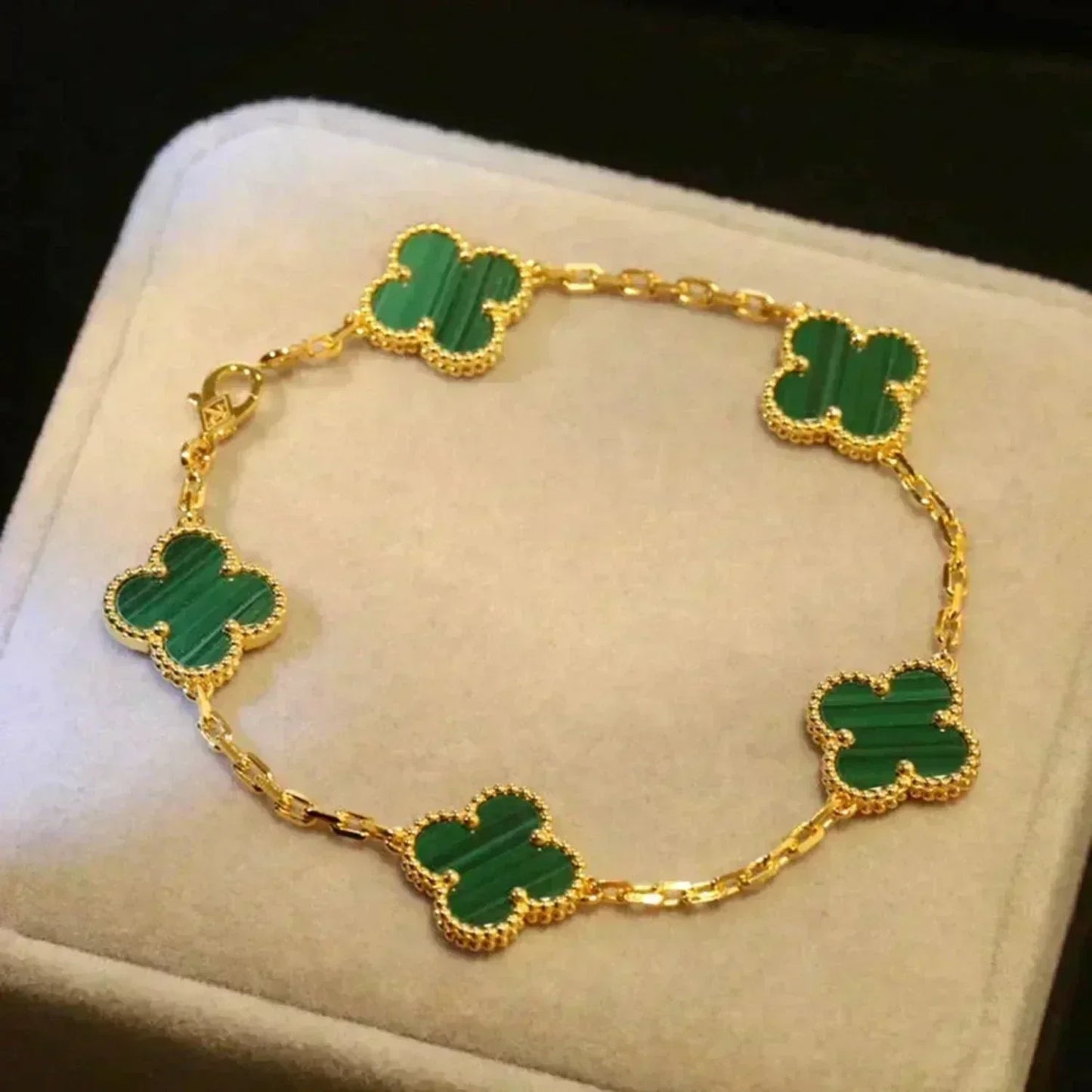 [Saipan]LUCKY CLOVER 5-MOTIF BRACELET - MALACHITE COLLECTION