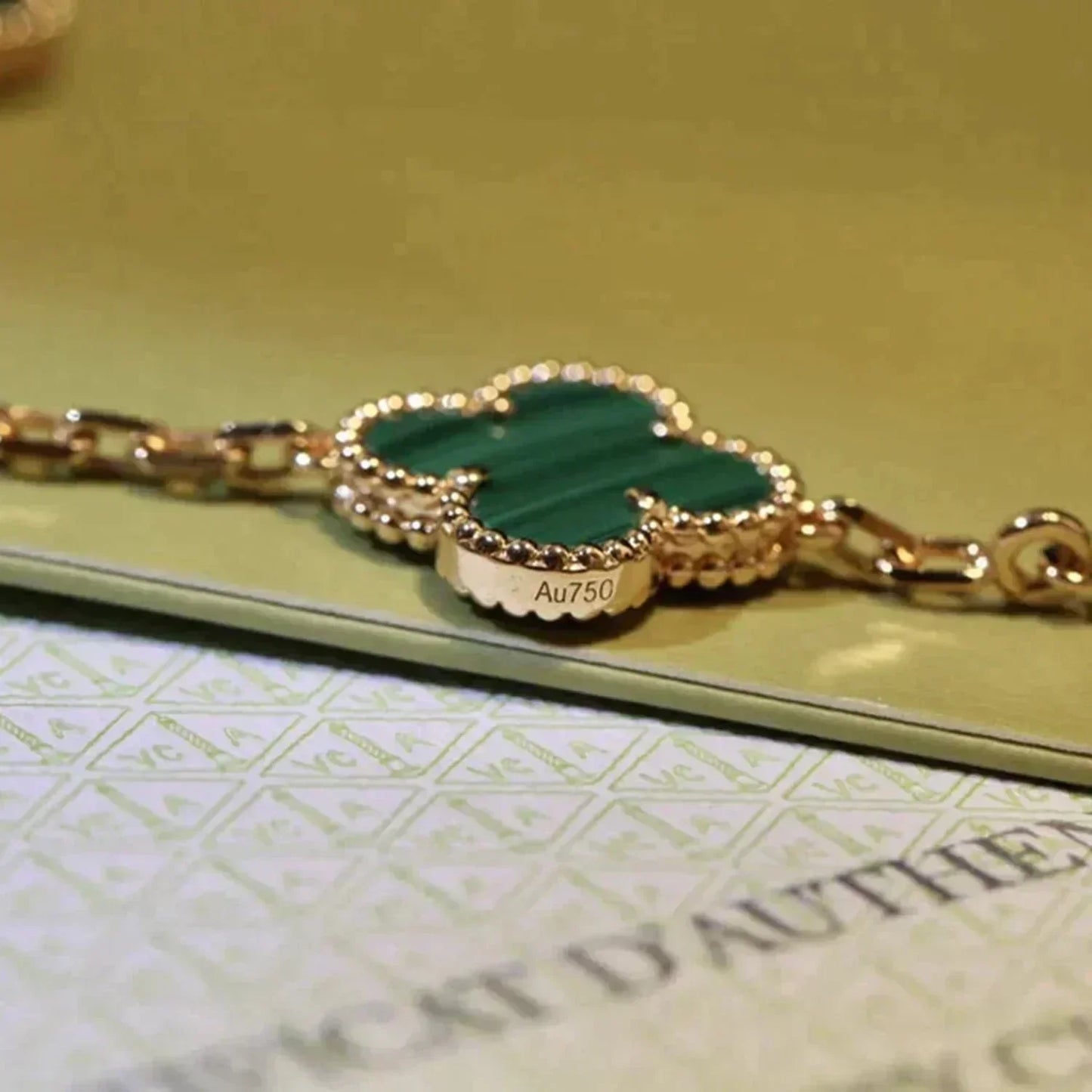 [Saipan]LUCKY CLOVER 5-MOTIF BRACELET - MALACHITE COLLECTION