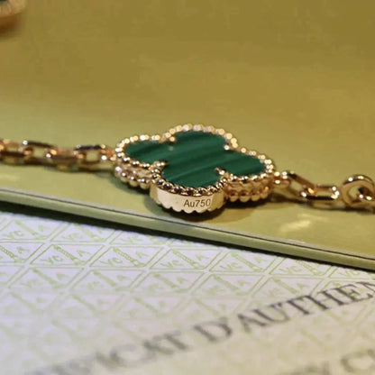 [Saipan]LUCKY CLOVER 5-MOTIF BRACELET - MALACHITE COLLECTION