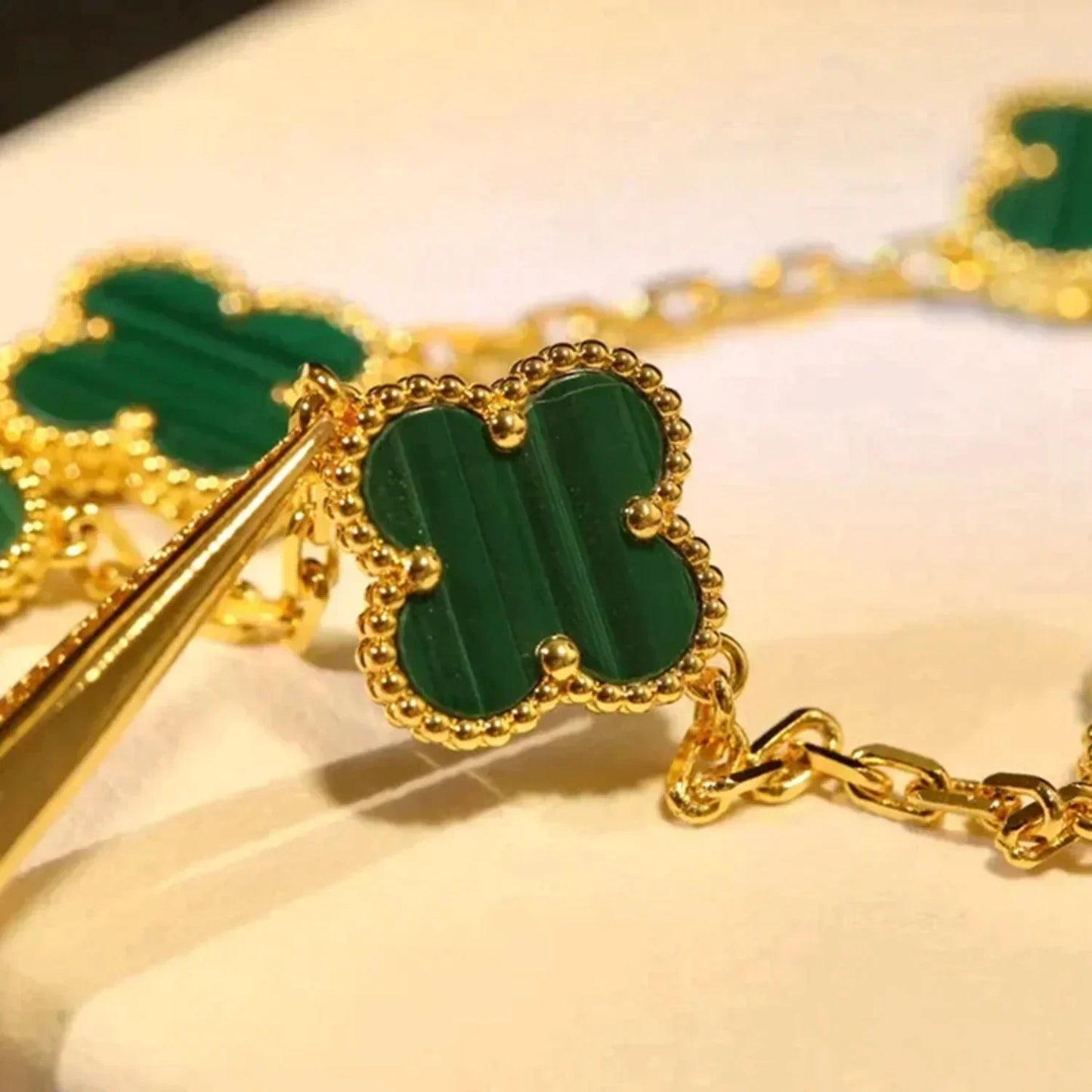 [Saipan]LUCKY CLOVER 5-MOTIF BRACELET - MALACHITE COLLECTION