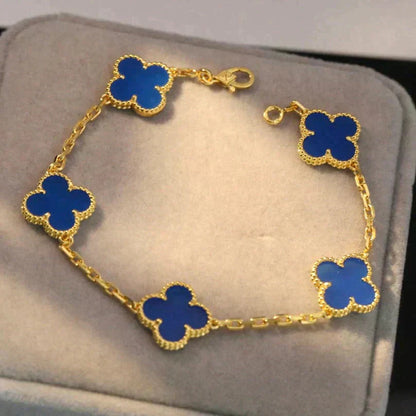 [Saipan]LUCKY CLOVER 5-MOTIF BRACELET - BLUE AGATE COLLECTION