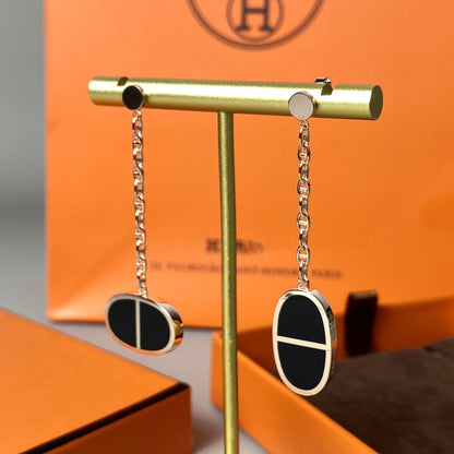 [Saipan]CHAINE VERSO BLACK CERAMIC EARRINGS