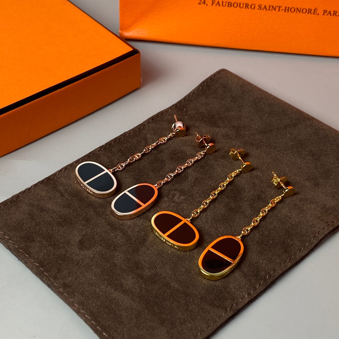[Saipan]CHAINE VERSO BLACK CERAMIC EARRINGS