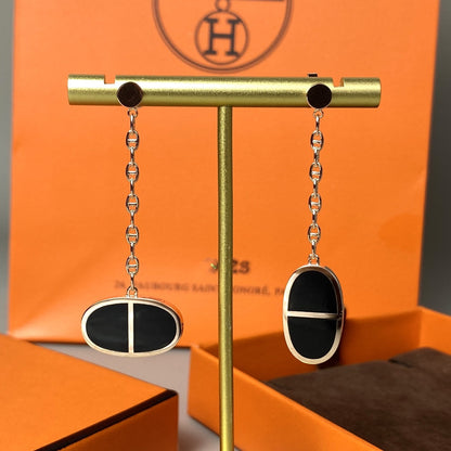 [Saipan]CHAINE VERSO BLACK CERAMIC EARRINGS