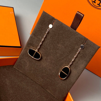 [Saipan]CHAINE VERSO BLACK CERAMIC EARRINGS