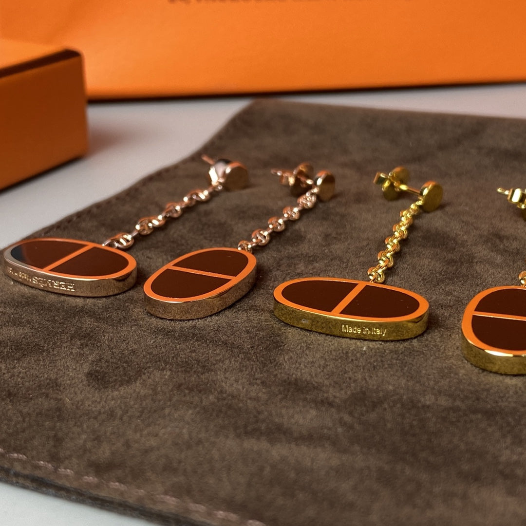 [Saipan]CHAINE VERSO BLACK CERAMIC EARRINGS