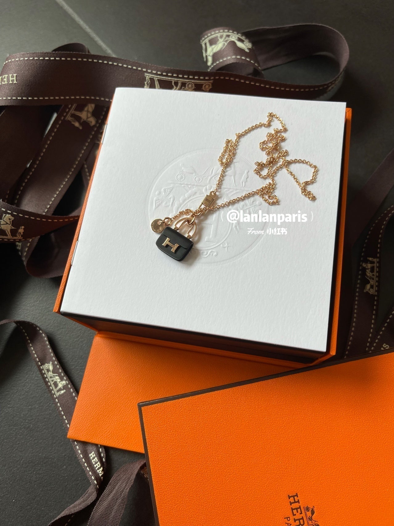 [Saipan]CONSTANCE BLACK PEDANT ROSE GOLD NECKLACE