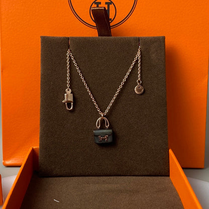 [Saipan]CONSTANCE BLACK PEDANT ROSE GOLD NECKLACE