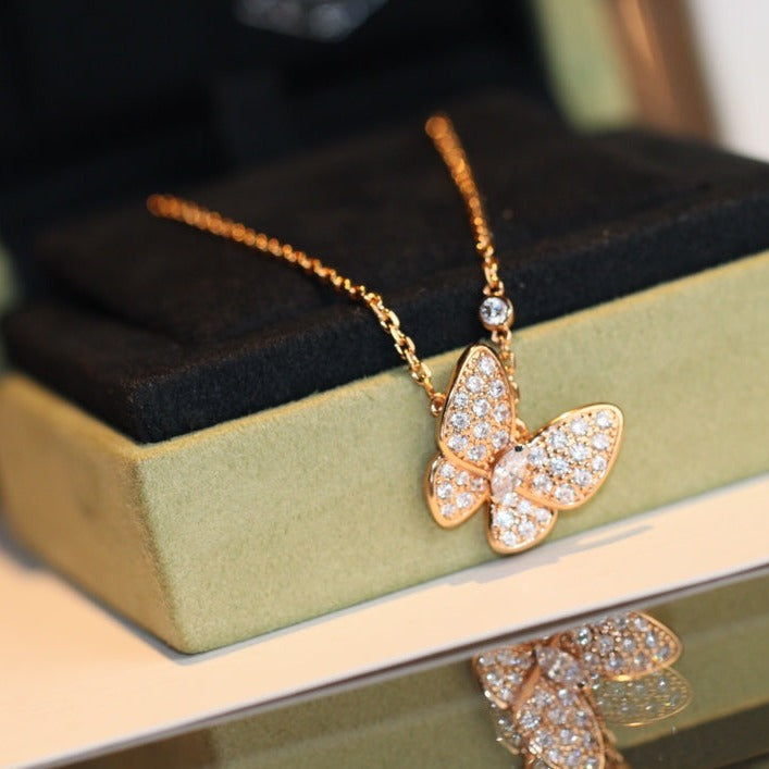 [Saipan]BUTTERFLY DIAMOND CHARM NECKLACE