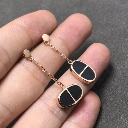 [Saipan]CHAINE VERSO BLACK CERAMIC SILVER EARRINGS