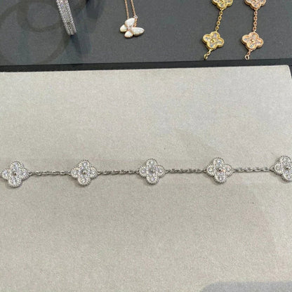 [Saipan]LUCKY CLOVER 5-MOTIF BRACELET - FULL-DIAMOND