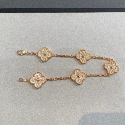 [Saipan]LUCKY CLOVER 5-MOTIF BRACELET - FULL-DIAMOND