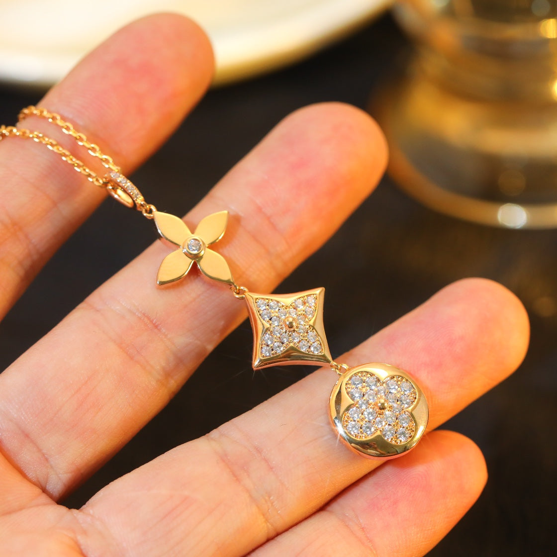 [Saipan]STAR AND SUN DIAMOND ROSE GOLD NECKLACE
