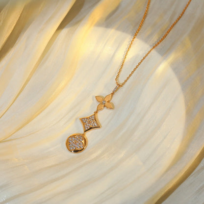 [Saipan]STAR AND SUN DIAMOND ROSE GOLD NECKLACE