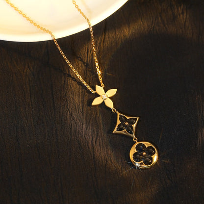 [Saipan]STAR AND SUN ONYX ROSE GOLD NECKLACE