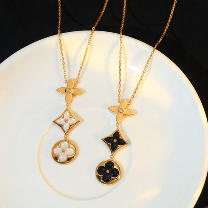[Saipan]STAR AND SUN ONYX ROSE GOLD NECKLACE