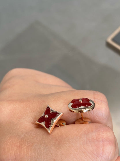 [Saipan]STAR AND SUN ROSE GOLD CARNELIAN STUD EARRINGS