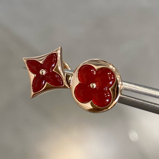 [Saipan]STAR AND SUN ROSE GOLD CARNELIAN STUD EARRINGS