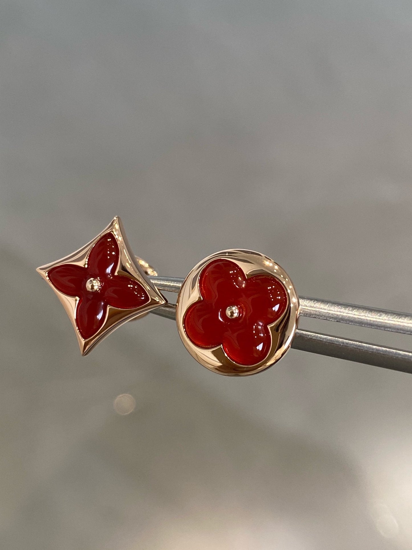 [Saipan]STAR AND SUN ROSE GOLD CARNELIAN STUD EARRINGS