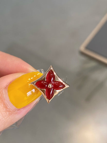 [Saipan]STAR AND SUN ROSE GOLD CARNELIAN STUD EARRINGS