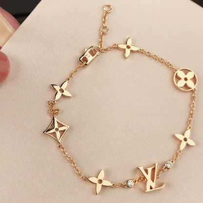 [Saipan]STAR AND SUN 7 MOTIFS GOLD BRACELET