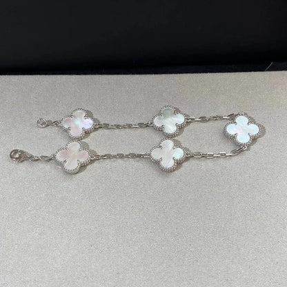 [Saipan]LUCKY CLOVER 5-MOTIF BRACELET - WHITE MOTHER-OF-PEARL COLLECTION