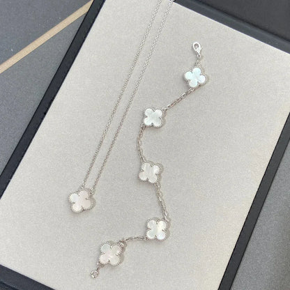 [Saipan]LUCKY CLOVER 5-MOTIF BRACELET - WHITE MOTHER-OF-PEARL COLLECTION