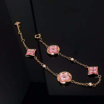 [Saipan]STAR AND SUN 4 MOTIF PINK MOP ROSE GOLD BRACELET