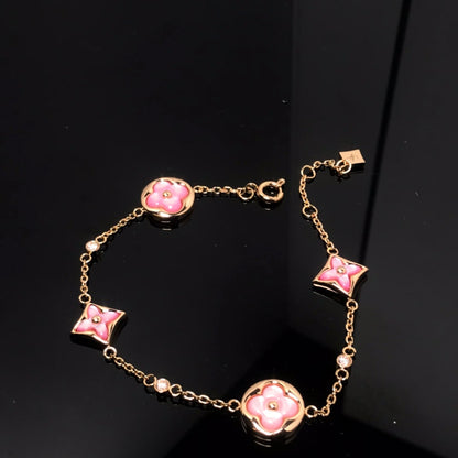 [Saipan]STAR AND SUN 4 MOTIF PINK MOP ROSE GOLD BRACELET