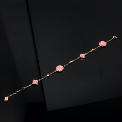 [Saipan]STAR AND SUN 4 MOTIF PINK MOP ROSE GOLD BRACELET