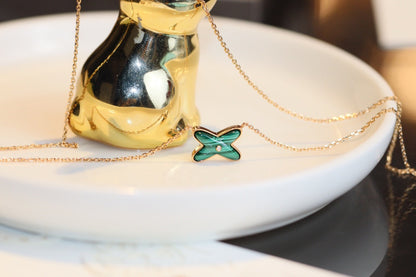 [Saipan]JEUX MALACHITE 1 DIAMOND ROSE GOLD NECKLACE