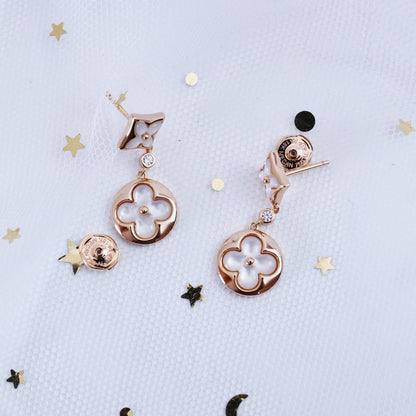 [Saipan]STAR AND SUN ROSE GOLD MOP DROP EARRINGS