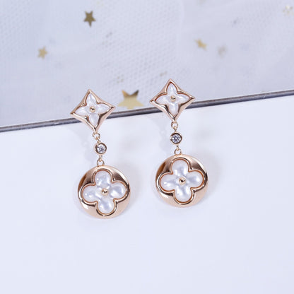 [Saipan]STAR AND SUN ROSE GOLD MOP DROP EARRINGS