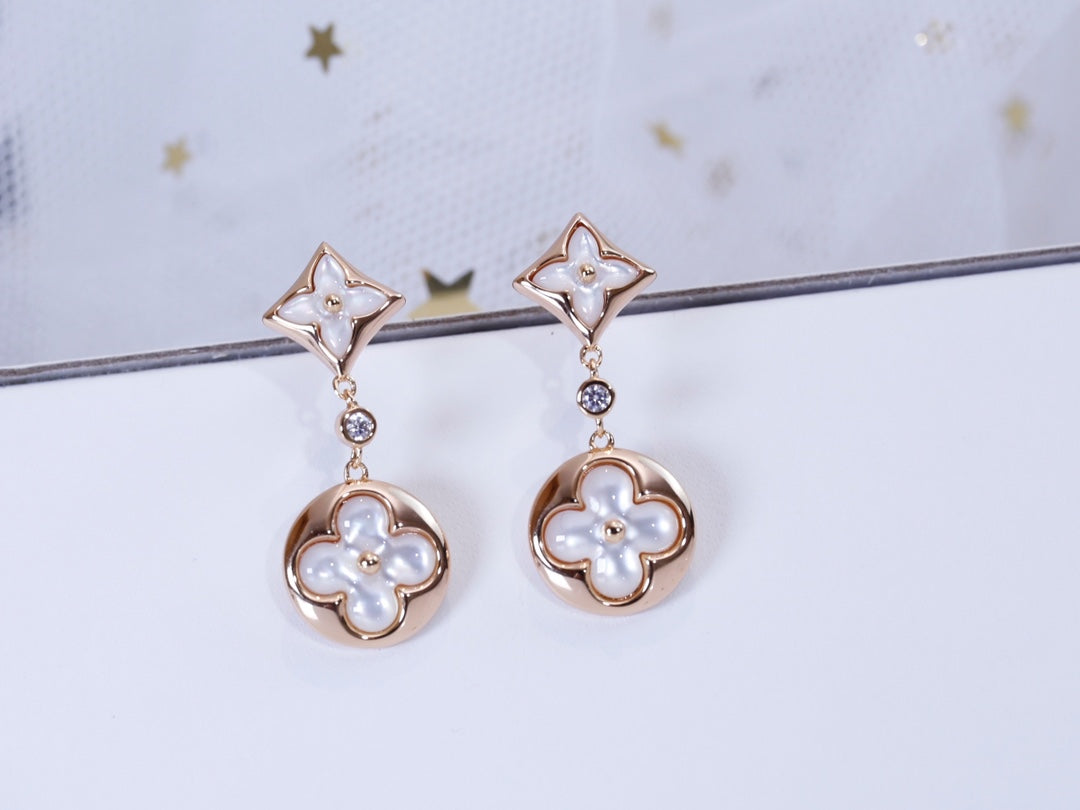 [Saipan]STAR AND SUN ROSE GOLD MOP DROP EARRINGS