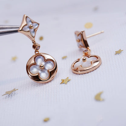 [Saipan]STAR AND SUN ROSE GOLD MOP DROP EARRINGS
