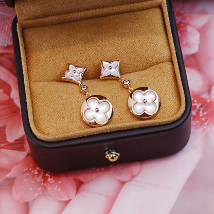 [Saipan]STAR AND SUN ROSE GOLD MOP DROP EARRINGS
