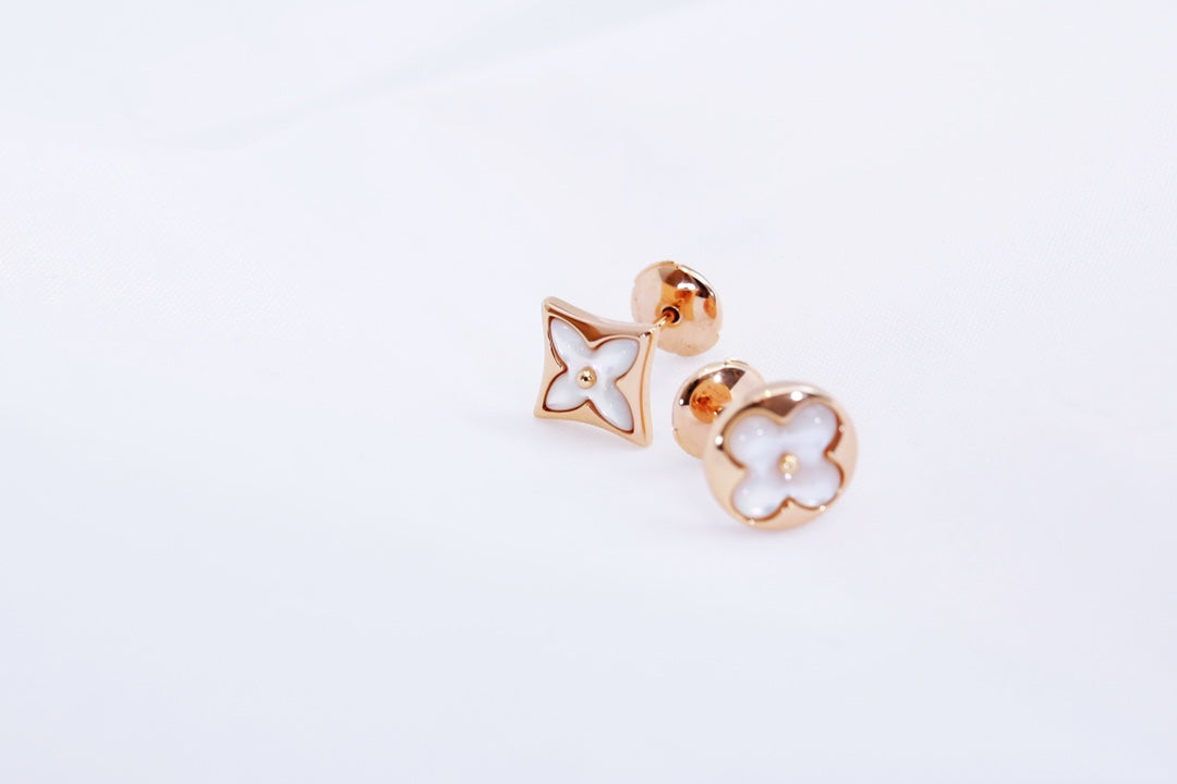 [Saipan]STAR AND SUN ROSE GOLD MOP STUD EARRINGS