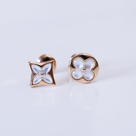[Saipan]STAR AND SUN ROSE GOLD MOP STUD EARRINGS