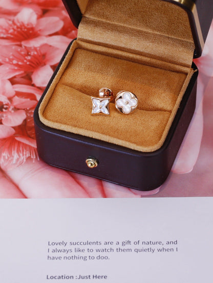 [Saipan]STAR AND SUN ROSE GOLD MOP STUD EARRINGS