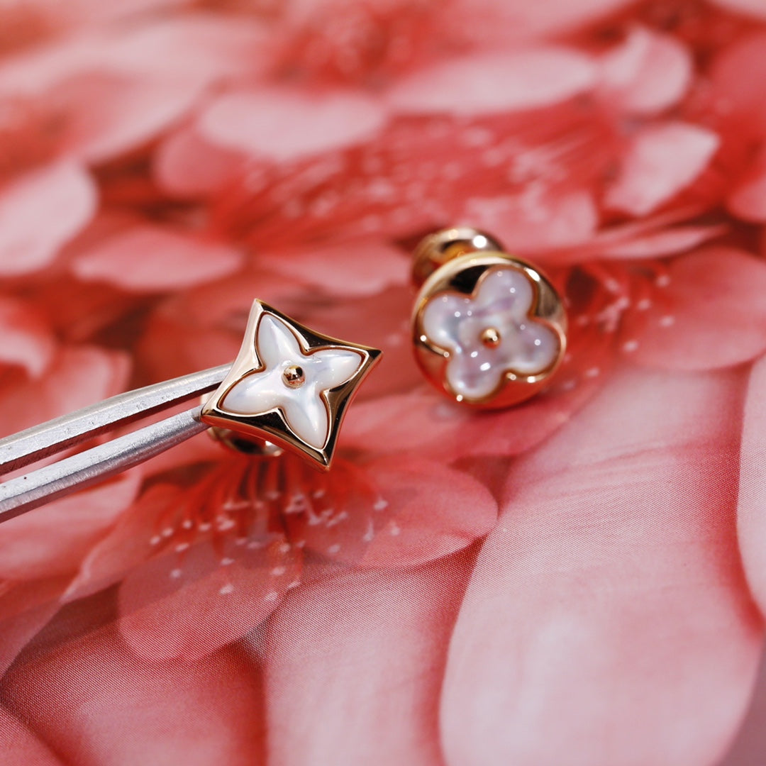 [Saipan]STAR AND SUN ROSE GOLD MOP STUD EARRINGS