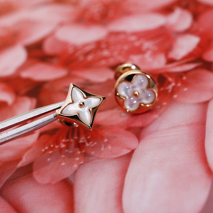 [Saipan]STAR AND SUN ROSE GOLD MOP STUD EARRINGS