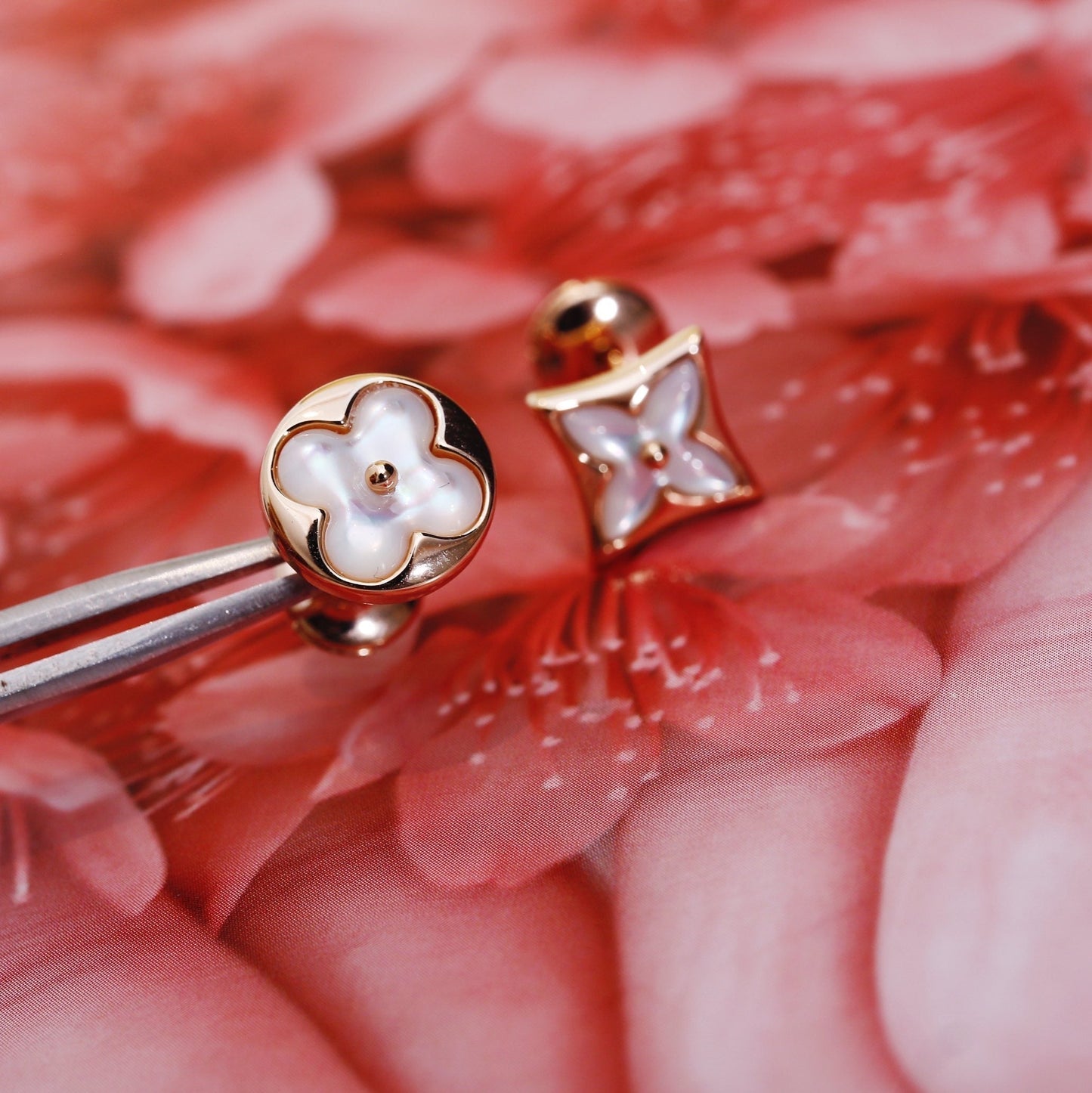 [Saipan]STAR AND SUN ROSE GOLD MOP STUD EARRINGS