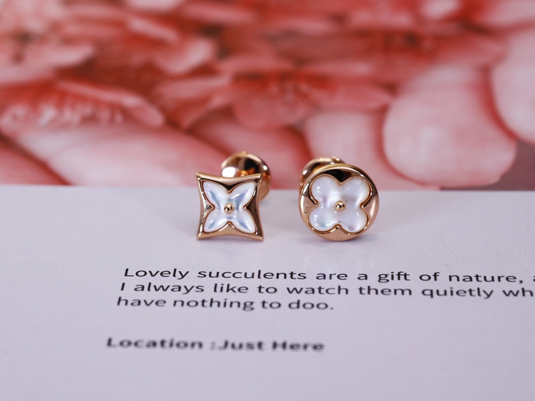 [Saipan]STAR AND SUN ROSE GOLD MOP STUD EARRINGS