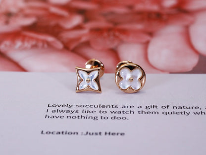 [Saipan]STAR AND SUN ROSE GOLD MOP STUD EARRINGS