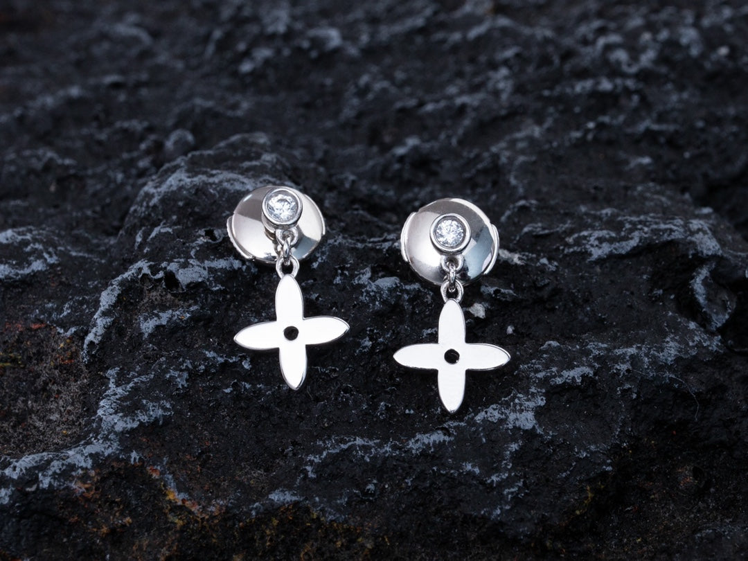 [Saipan]VIDYLLE SILVER DIAMOND MINI DROP EARRINGS