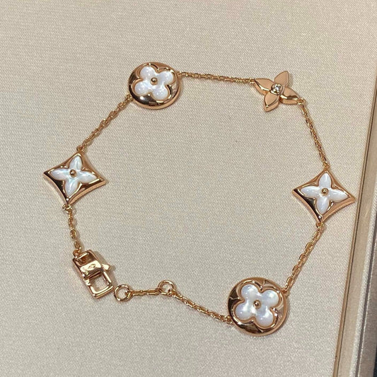[Saipan]STAR AND SUN 5 MOTIF MOP ROSE GOLD BRACELET