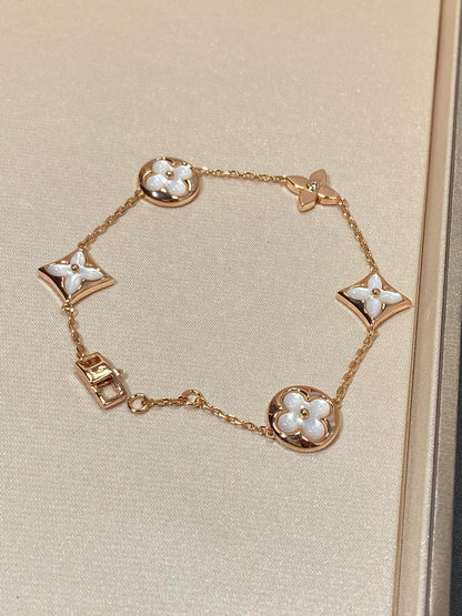 [Saipan]STAR AND SUN 5 MOTIF MOP ROSE GOLD BRACELET
