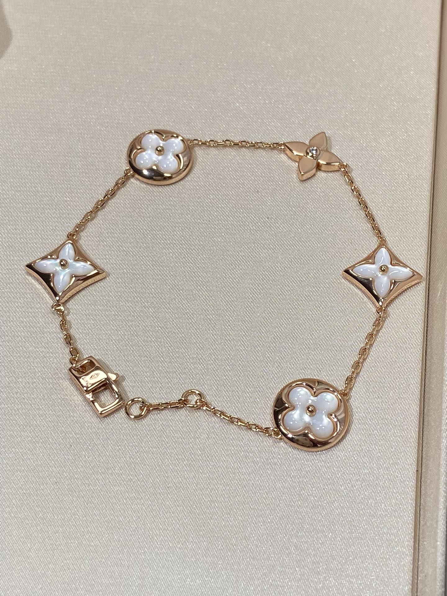 [Saipan]STAR AND SUN 5 MOTIF MOP ROSE GOLD BRACELET