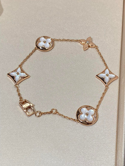 [Saipan]STAR AND SUN 5 MOTIF MOP ROSE GOLD BRACELET