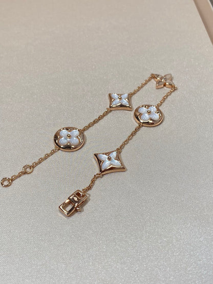 [Saipan]STAR AND SUN 5 MOTIF MOP ROSE GOLD BRACELET